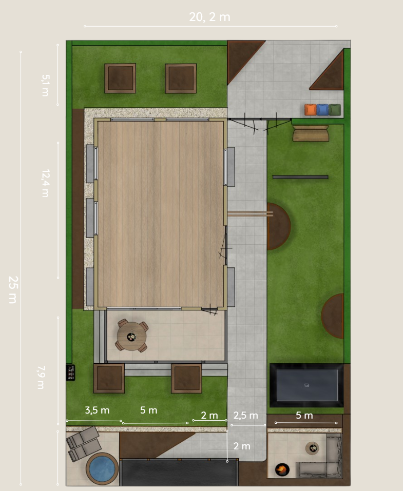 Plattegrond van het tuinontwerp voor Stephanie